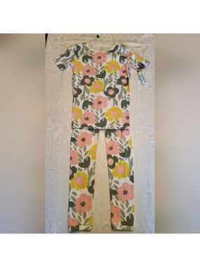 Carter's Pink and Yellow Floral Pajama Set, Size 14, NWT